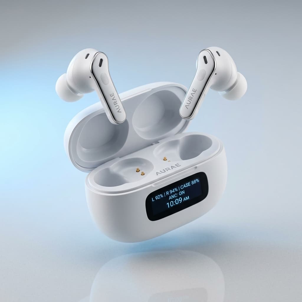 Aurae Pro ANC Earbuds with Smart Touch Display