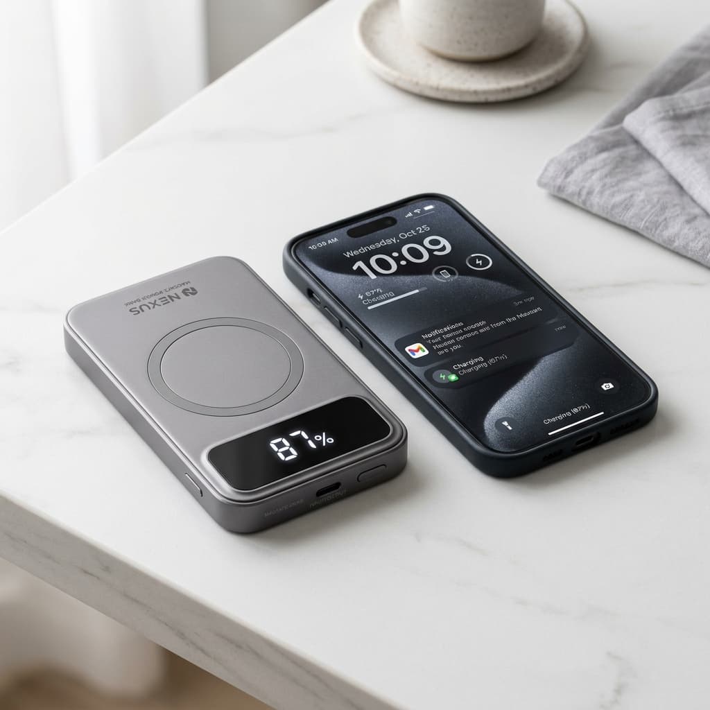 Nexus Magnetic 20W Fast Power Bank with LED Display (10,000mAh)