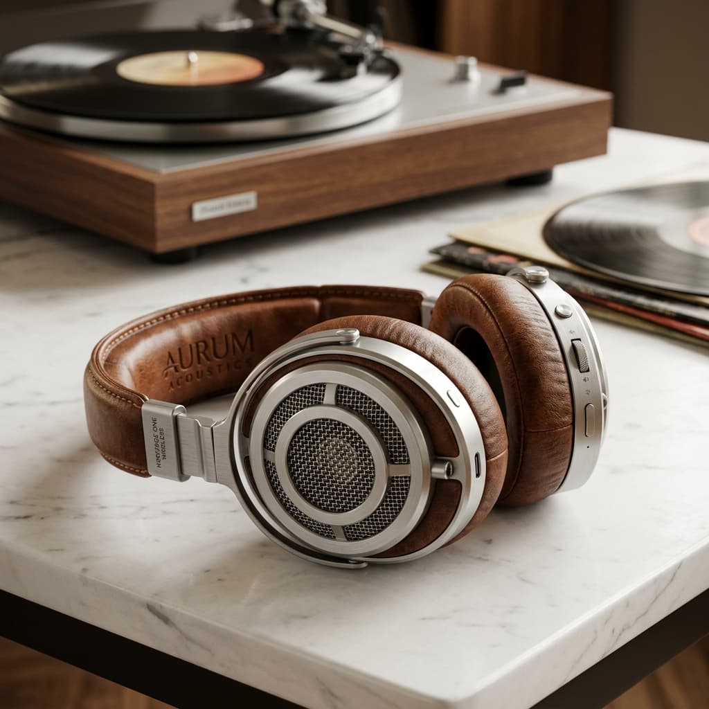 Aurum Studio Retro Leather HiFi Over-Ear Headphones